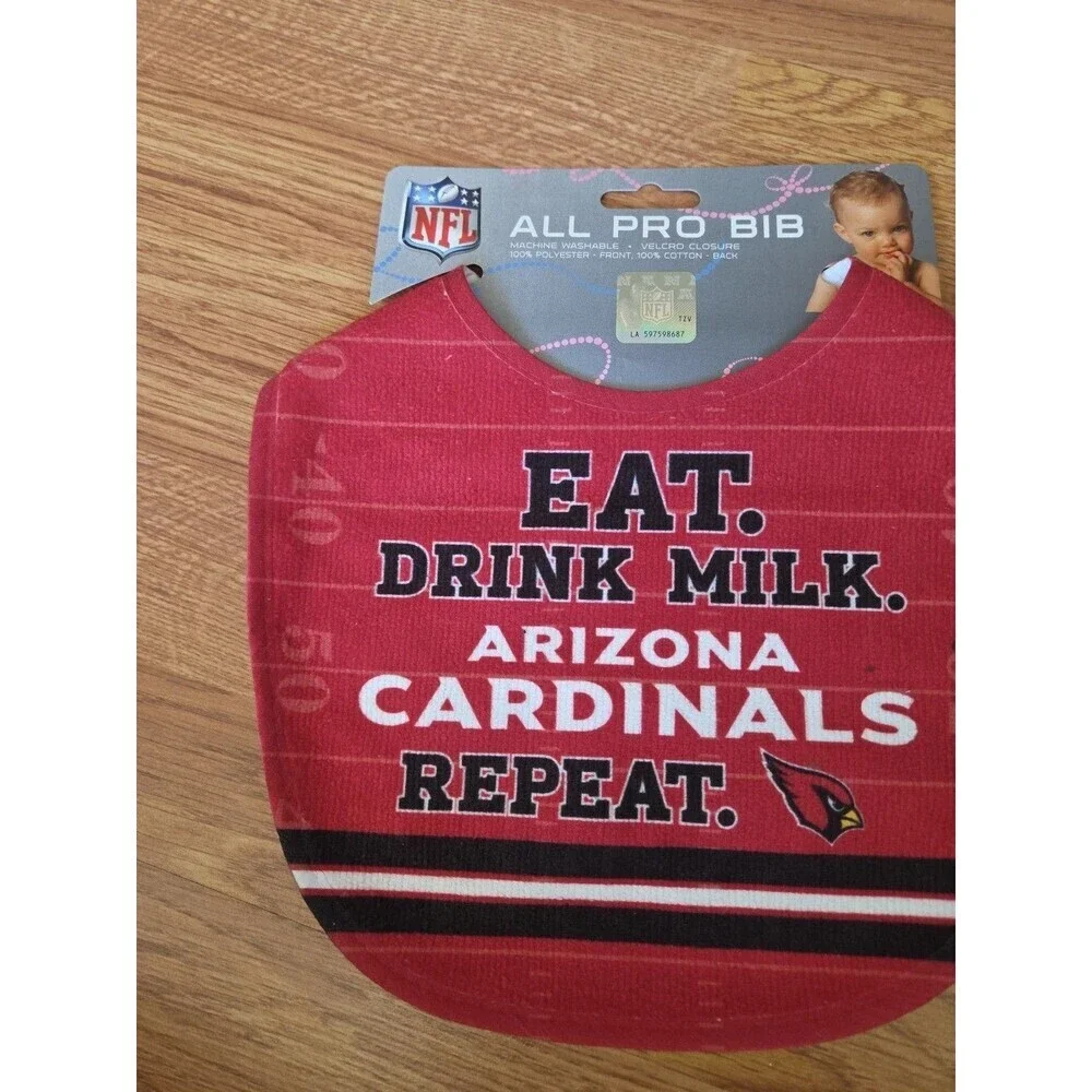 NFL Arizona Cardinals Baby Bib Eat Drink Milk ALL PRO BIB Red Football NWT